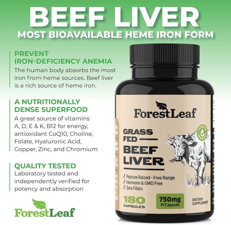 VelvaFlow ForestLeaf Grass Fed Beef Liver Capsules