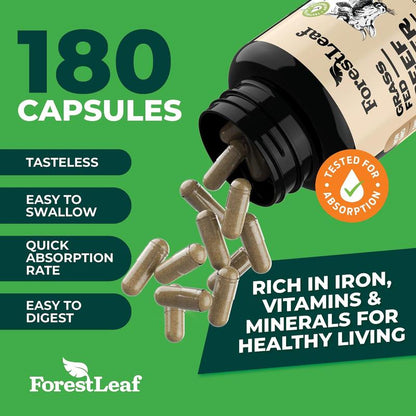 VelvaFlow ForestLeaf Grass Fed Beef Liver Capsules
