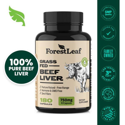 VelvaFlow ForestLeaf Grass Fed Beef Liver Capsules