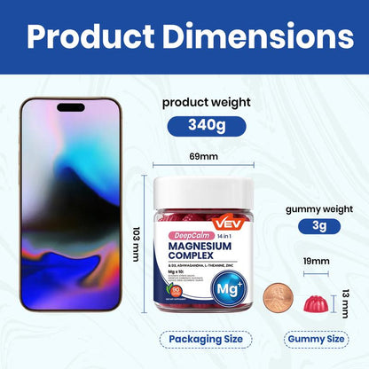 VelvaFlow 14-in-1 Magnesium Gummies with Ashwagandha, L-Theanine, D3 & Zinc