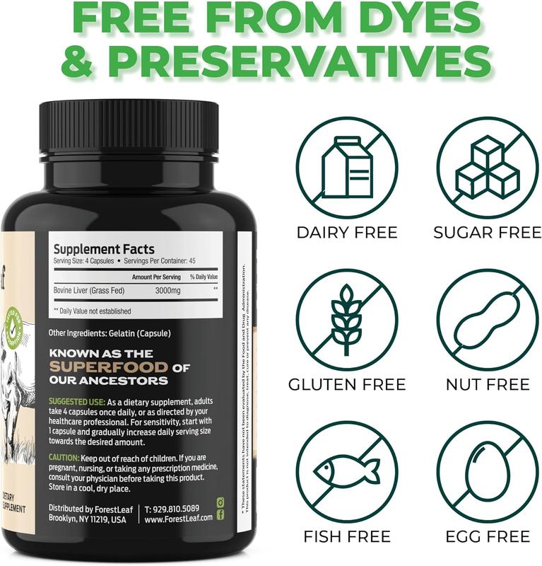 VelvaFlow ForestLeaf Grass Fed Beef Liver Capsules